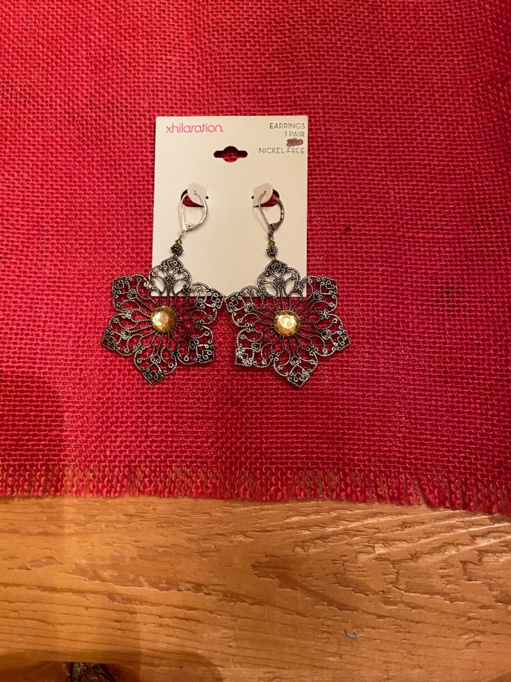 Xhilaration Silver Tone Filigree Flower Leverback Earrings Nickel Free NWT